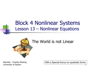 Block 4 Nonlinear Systems Lesson 10 – Nonlinear Equations