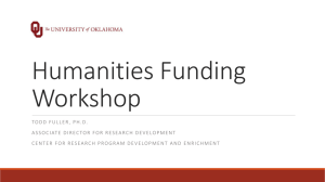 Humanities Funding Workshop - Center for Research Program