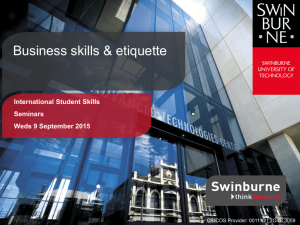 Presentation slides  - Swinburne University of Technology