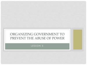 Organizing Government to Prevent the Abuse of Power