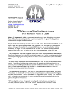 11/19/08 - ETRDC Announces SBA Changes