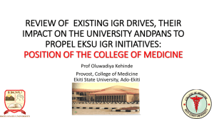 Improving the College IGR: What has been set in motion