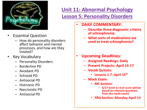 Day 11.5 & 11.6 - Personality, Dissociative, & Somatoform