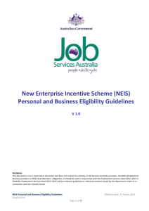 NEIS Personal and Business Eligibility Guidelines