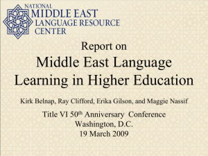 Overview of Middle East Language Learning in U.S. Higher Education