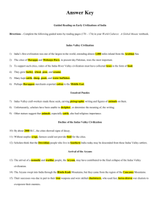 Guided Reading on Early Civilizations of India - Answer