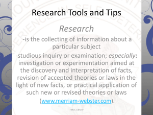 Research Tools and Tips