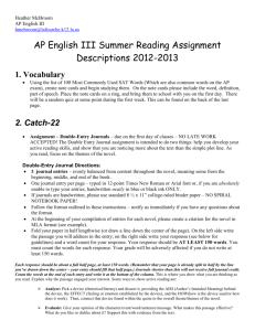 McBroom AP English III Summer Reading