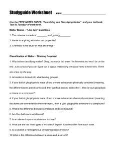 Properties and Classification 2015 Studyguide Worksheet