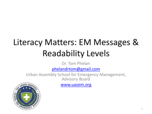 EM Messages and Readability Levels – by Dr. Tom