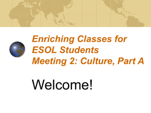 Class Meeting Two: Culture, Part A