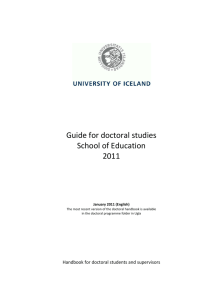 Doctoral Studies Regulations at the School of Education