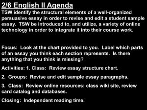 2/6 English II Agenda TSW identify the structural elements of a