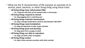 All living things have cells/contain DNA Ex