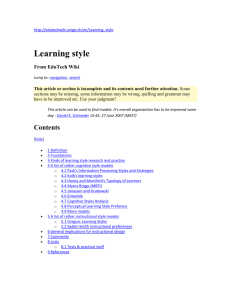 Taxonomy of learning style models