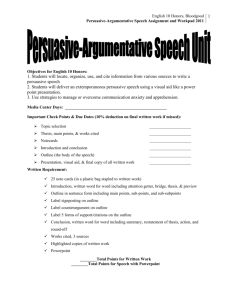 Persuasive-Argumentative Speech Assignment and Workpad