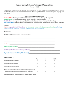 Student Learning Outcomes Training Resource Sheet