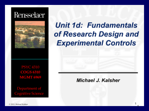 Unit 1D: Fundamentals of Research Design