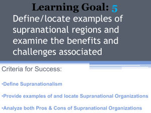 Define/locate examples of supranational regions and