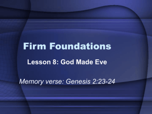 Lesson 8: God made Eve