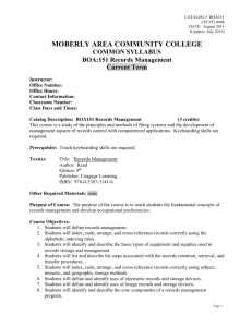 BOA 151 Records Management - Moberly Area Community College