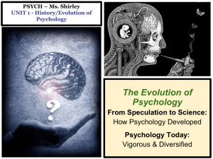 PSYCH - Mr. Duez UNIT 1 - History/Evolution of Psychology
