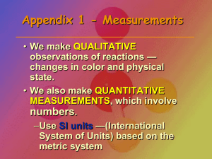 Day 4 Metrics - Day 1 Introduction to Chemistry and Measurement