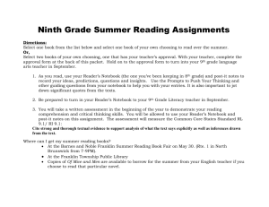 Summer Reading for Rising 9th Graders