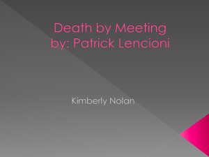 Death by Meeting by: Patrick Lencioni