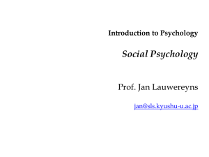Introduction to Psychology Experimental Social Psychology
