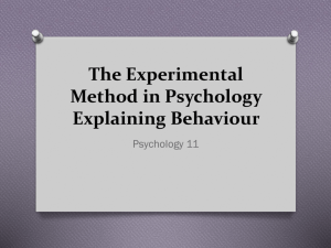 The Experimental Method in Psychology Explaining Behaviour