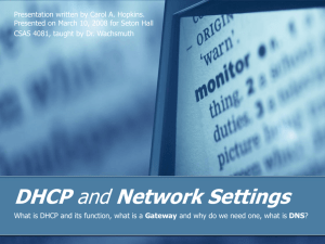 DHCP and Network Settings - Seton Hall University Pirate Server