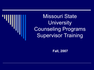 Missouri State University Counseling Programs Supervisor Training