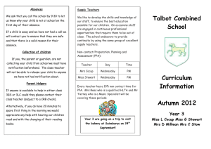 Talbot Combined School Curriculum Information Autumn 2012 Year