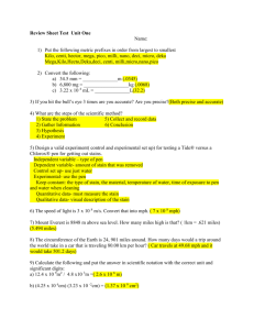 Metric Worksheet I