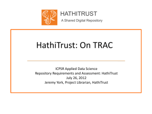 HathiTrust: On TRAC - HathiTrust Digital Library