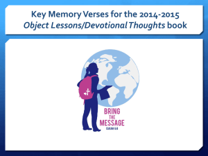 Key Memory Verses for the 2014-2015 Object Lessons/Devotional