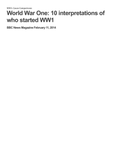 World War One Cause Interpretations