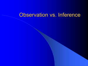 Observation, Inference, Hypothesis, Variables, Constants and