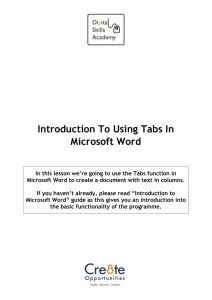 Introduction To Using Tabs In Microsoft Word