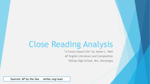 Close Reading Analysis - AP English Literature and Composition