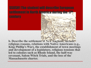 SSUSH1 The student will describe European settlement in North