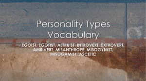 Personality Types Vocabulary Presentation
