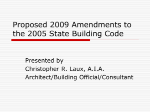 Proposed 2009 Amendments to the 2005 State Building