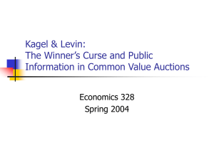 Kagel & Levin: The Winner's Curse and Public Information in