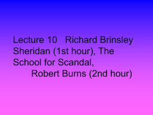 Lecture 10 Richard Brinsley Sheridan (1st hour), The School for
