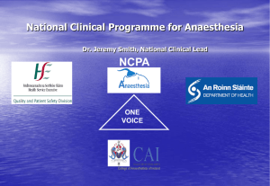 National Clinical Programme of Anaesthesia
