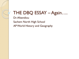 THE DBQ ESSAY * Again - Dr. Afxendiou's Classes