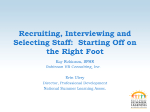 Recruiting, Interviewing and Selecting Staff