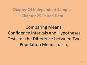 Confidence Intervals and Hypothesis Tests for the